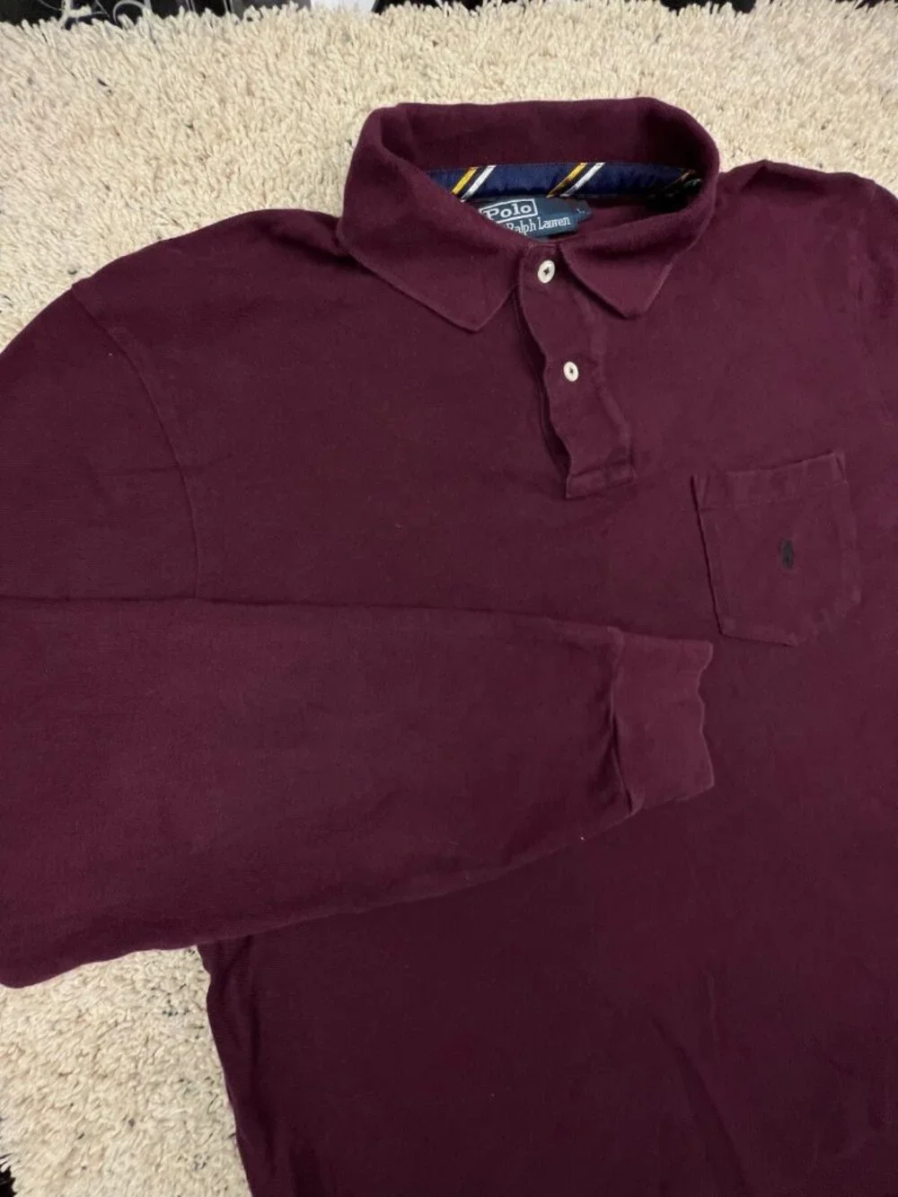 Polo Ralph Lauren Long Sleeve Polo Shirt Men’s Cotton Size Large Maroon Red